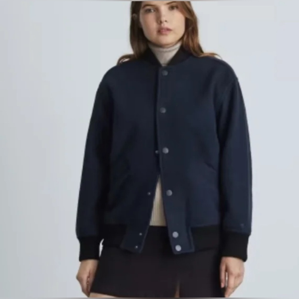 Everlane medium wool black and navy bomber jacket